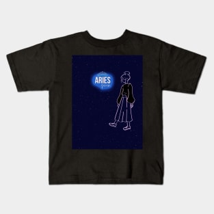 Midnight Blue Aries Sign Zodiac Horoscope Design Kids T-Shirt